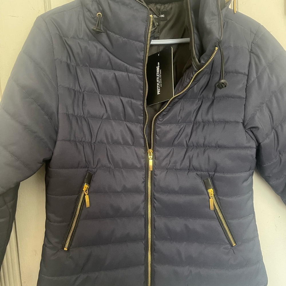 PrettyLittleThing Dark Blue Puffer Jacket - Picture 2 of 3